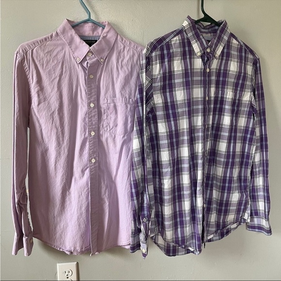 Banana Republic Other - Banana Republic Slim Fit Button Down Plaid Shirt. Purple. Set of 2. Medium